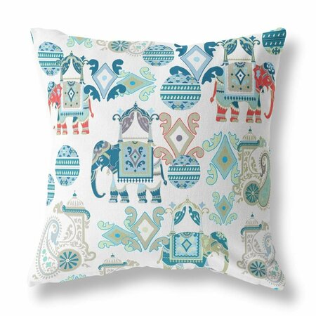 PALACEDESIGNS 16 in. Tribal Indoor & Outdoor Zip Throw Pillow Blue & White PA3668258